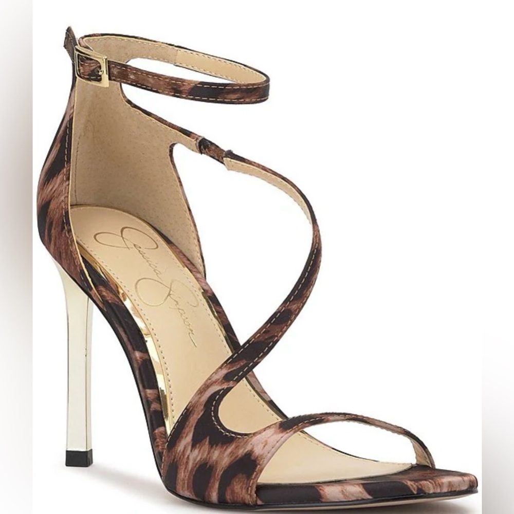 Jessica Simpson Qamille Animal Print Brown Strappy Heels